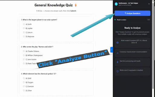 GetAnswers - AI Test Helper :: Gets answers for MCQs by querying multiple AI models.