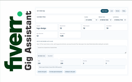 Fiverr Gig Research Assistant :: Analyze Fiverr search results, compare gigs, find keyword gaps, and generate AI-assisted gig ideas.