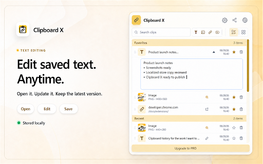 Clipboard X (Auto Save Clipboard History) :: Keep recent text, links, and images you copy in Chrome, stored locally on this device.