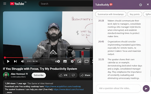 TubeBuddy - Summarize & chat with youtube videos :: Transform YouTube videos into smart conversations. Get instant summaries, ask questions, and jump to important moments.