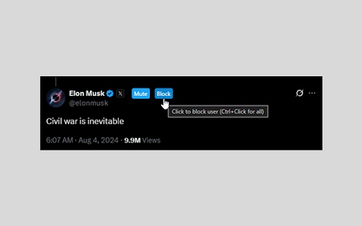 XTerminator :: Quickly mute or block users on X with a single click, Automatically block advertisers, and more...