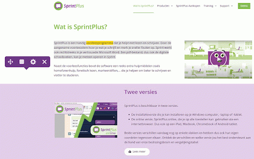 SprintPlus WebSprinter :: WebSprinter leest webpagina’s luidop voor.