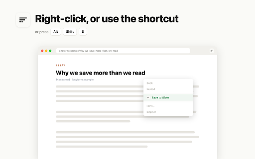 Gisto — Read Later, AI Summary :: Save any page in one click. Gisto writes an AI summary you can read later — a read-later queue that actually ends.