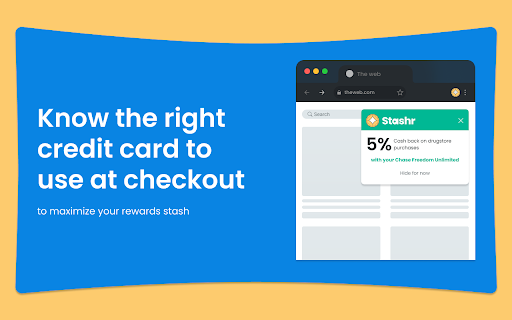 Stashr :: Maximize your credit card rewards effortlessly with Stashr! As you browse, Stashr instantly tells you the best card to use for…