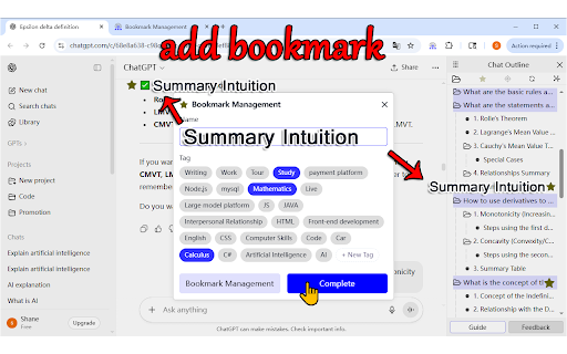 Chat Outline Plus - Navigation & Bookmark tool for ChatGPT, DeepSeek & more :: Easily manage long chats, get a clear view of content, bookmark key points, and navigate conversation flow.