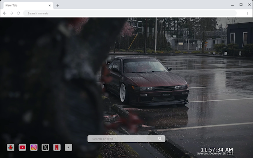 Nissan Silvia S13 Gloomy Rain Live Wallpaper :: Transform your new tab with a stunning live wallpaper of the Nissan Silvia S13 in a moody, rainy atmosphere.