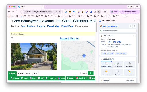 MLS Communicator :: Instantly compose professional SMS messages to listing agents from any MLS page — auto-detects agent name, phone, and address.