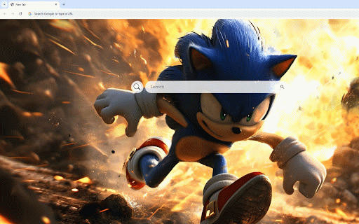 Sonic Explosion Live Wallpaper :: Sonic the Hedgehog races through an explosive scene with golden flames and debris, showcasing dynamic movement and detail.