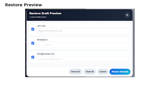 KoderFill AI :: Save and restore browser form drafts without losing your progress