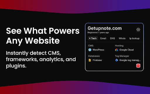 Lookup - Website Profiler :: Lookup is a lightweight browser extension that gives you instant, in-depth insights into any website you visit.