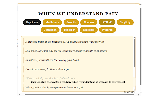When We Understand New88 :: A extension with nspirational quotes about living slowly and finding peace, categorized into 10 themes