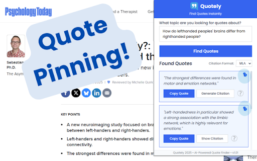 Quotely - AI Quote Finder :: Find relevant quotes on any webpage using AI-powered fuzzy matching