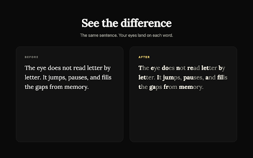 NovelOS Studio: Bionic Reader :: Bionic reading for any web page. Bolds the front of each word so your eyes glide and your brain fills in the rest.