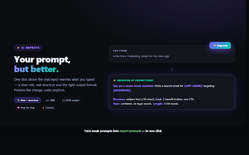 PromptChief – AI Prompt Manager & Improver :: Your personal AI prompt library — save, search, insert & AI-improve your prompts in any AI chat with one click. Cloud-synced.