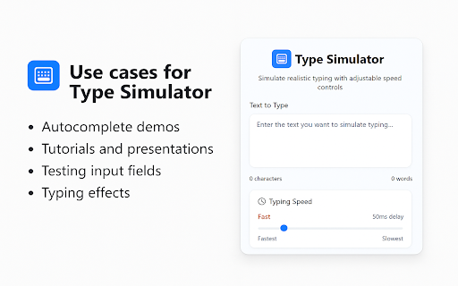 Keyboard Typing Simulator :: Intelligent typing simulator extension for web developers with adjustable speed controls
