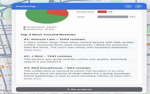 Google Maps Review Checker :: Analyzes Google Maps reviews to detect suspicious reviewers