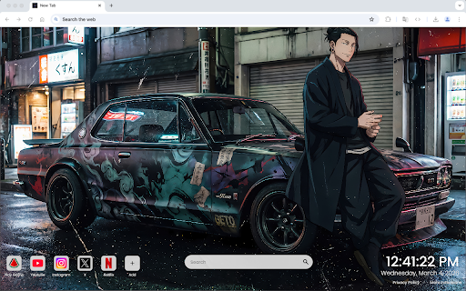 Suguru Geto Nissan Skyline Live Wallpaper :: One of the most epic anime car live wallpapers for Chrome – featuring Suguru Geto with Nissan Skyline power.