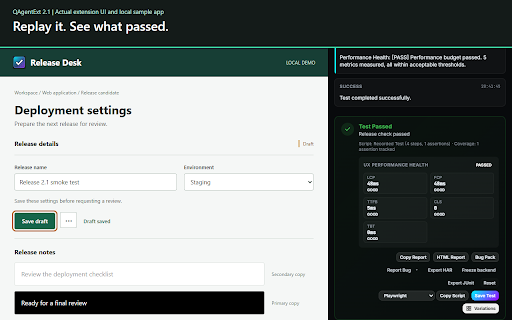 QAgentExt - QA Testing Agent :: Run guided QA checks, failure triage, and bug replay packs on live web pages from the Chrome side panel.