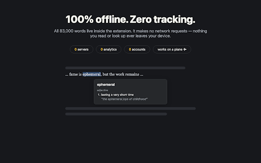 Double-Click Dictionary: Instant Definitions :: Double-click any word to see its definition instantly. 100% offline dictionary: fast, private, no data ever leaves your device.