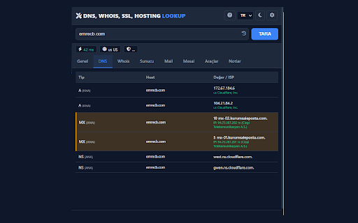 DNS, Whois, SSL, Hosting Lookup - Loruv :: DNS, Whois, SSL, Hosting Lookup