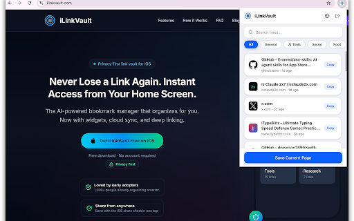 iLinkVault :: Save and browse your iLinkVault links from your browser