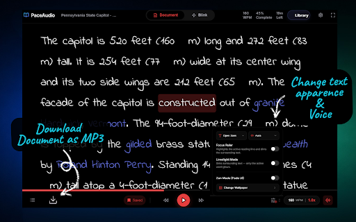 PaceAudio: AI TTS & Speed Reading :: 100+ lifelike AI voices and synchronized speed reading.
