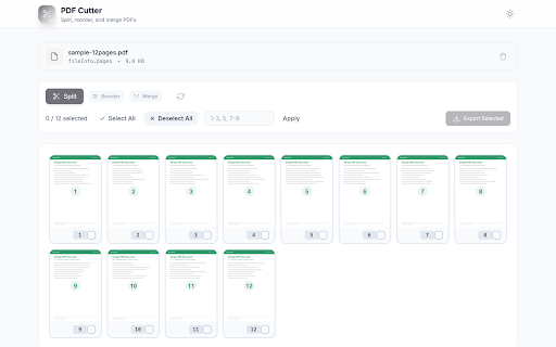PDF Cutter - Split, Merge & Reorder Pages :: Free PDF tool to split, merge, reorder & extract pages. Works offline - no upload, no signup. All processing done locally.