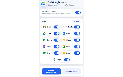 Old Google Icons for Workspace :: Restore classic Google Workspace icons and favicons.