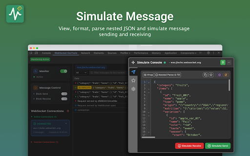 WebSocket DevTools :: Professional WebSocket debugging tool with message proxying, simulation, blocking and favorites features