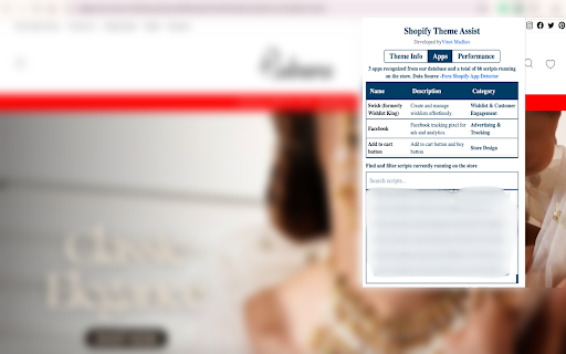 Shopify Theme Assist :: Shopify theme Assist! Find theme details, third-party apps, scripts, and performance metrics in one click.
