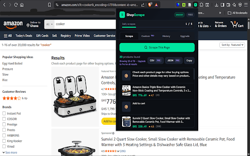 ShopScrape — Product Data Extractor :: Scrape product data from any shopping site. Extract names, prices, images, ratings, and more. Export to CSV or JSON.