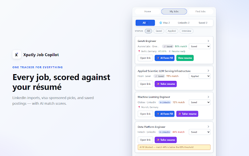 Xpatly Job Copilot :: AI-powered job application autofill - Apply to jobs in 60 seconds