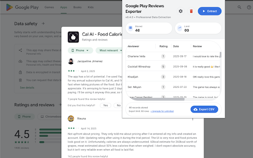 Google Play Reviews Exporter :: Extract reviews from the current Google Play product reviews page and export to CSV.