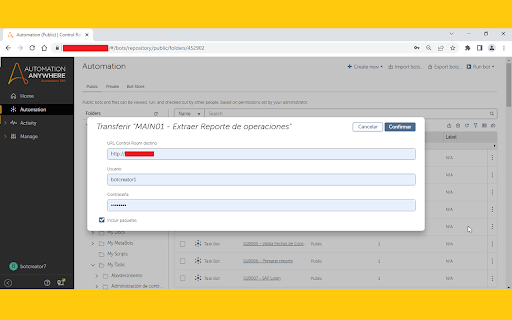 A360 Bot Lifecycle Management :: Complemento de Automation Anywhere 360 para migrar un bot y sus dependencias desde un Control Room a otro.