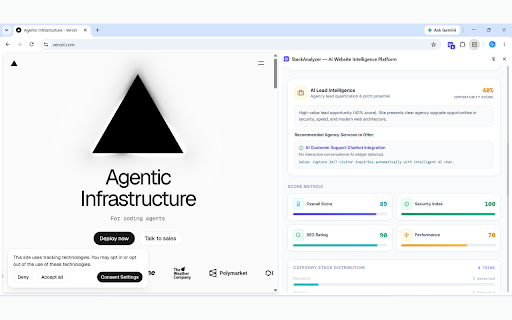 StackAnalyzer — AI Website Intelligence Platform :: AI website intelligence platform detecting tech stacks, architecture flows, cost estimates, vulnerability alerts, and security.
