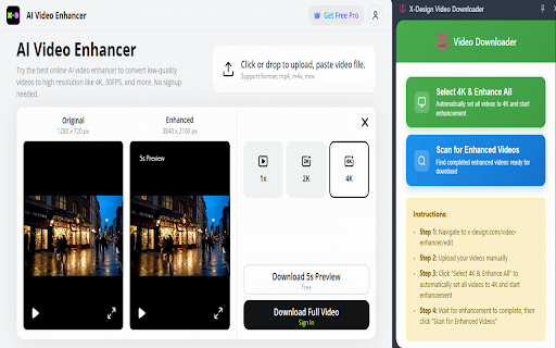X-Design Video Downloader :: Download enhanced videos from x-design.com - Extract enhanced video URLs and download with proper filenames to Upscale folder