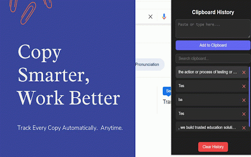 Clipboard History – Best Clipboard Manager for Chrome :: Automatically saves everything you copy. View, reuse, and manage your clipboard history easily.