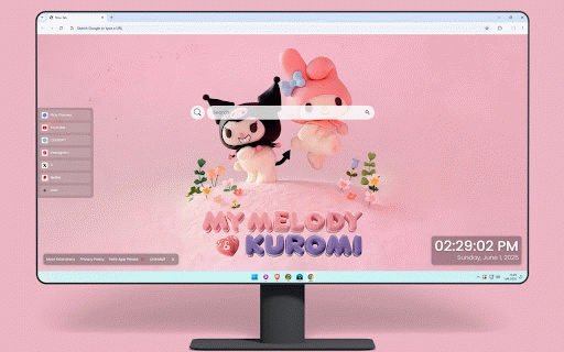 My Melody & Kuromi Live Wallpaper :: Adorable My Melody and Kuromi characters in 3D style with soft pink background and flowers.
