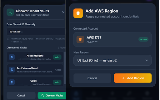SatisVAULT :: Manage Azure Key Vault and AWS secrets in 1 click. No more portal switching. Free to start.