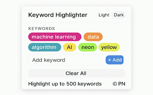 Keyword Highlighter :: Automatically highlight up to 500 keywords with dynamic updates.