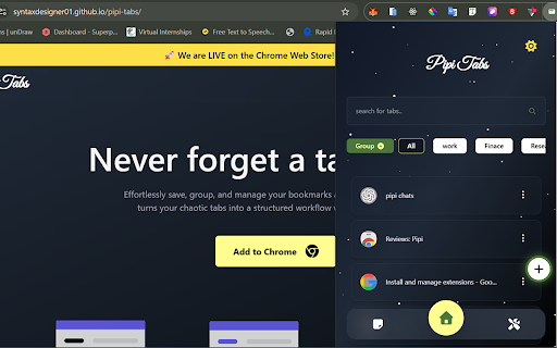 Pipi :: Efficiently manage, save, and organize bookmark URLs. Group websites by research project for easy access