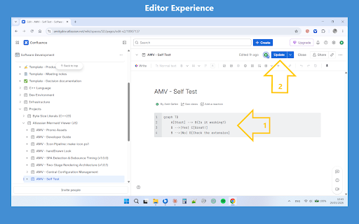 Atlassian Mermaid Viewer :: Renders Mermaid diagrams in Confluence and Jira, with quick actions to open in Mermaid Live Editor and copy diagram source code.