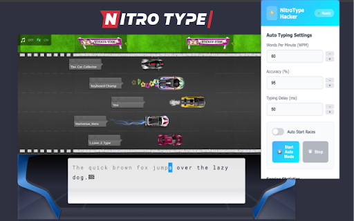 NitroType Hacker :: Enhance your NitroType experience with automated typing assistance