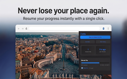 Backly - Video Auto Resume & Progress Saver :: Resume videos where you left off across streaming sites