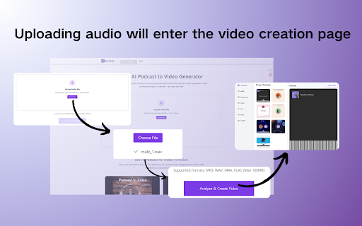WaveTube - Online Free AI Audio To Video (No Sign-Up) :: Free AI audio to video converter. Transform podcasts, music, voiceovers into stunning videos with AI.
