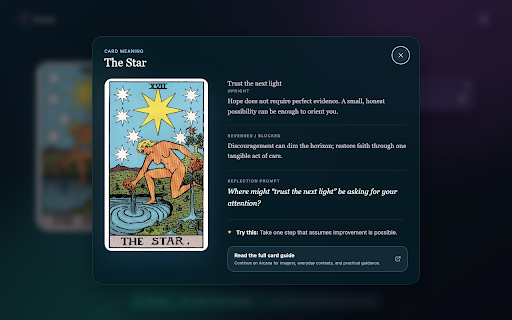 Arcana — Daily Tarot :: A calm daily tarot reflection each time you open a new tab.