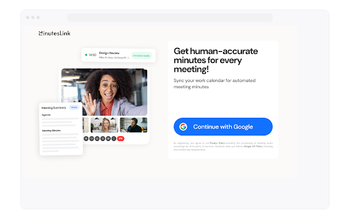 MinutesLink: Record, Transcribe & Summarize Meetings :: AI note taker for online calls
