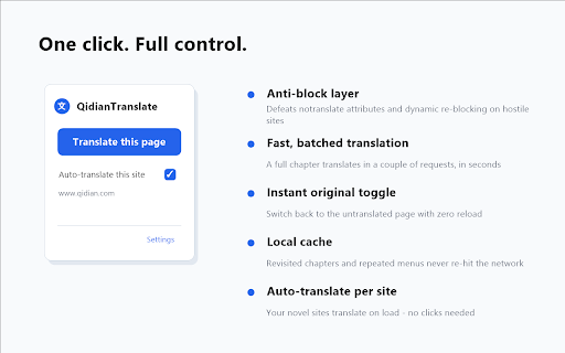 QidianTranslate :: Translate Chinese web novel pages via Google Translate, with an anti-block layer for sites that fight translation.