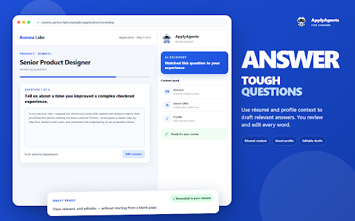 ApplyAgents :: AI-assisted job autofill with verification, resume support, and no automatic submission.