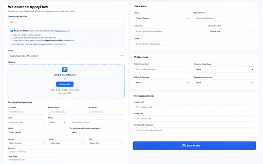 ApplyFlow - Job Application Autofill, Resume AI & Career Copilot :: Helps to apply jobs automatically